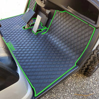 yamaha golf cart floor mat black diamond design with green trim coverage