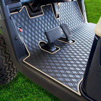 E-Z-GO golf cart floor mat with beige trim diamond design full coverage