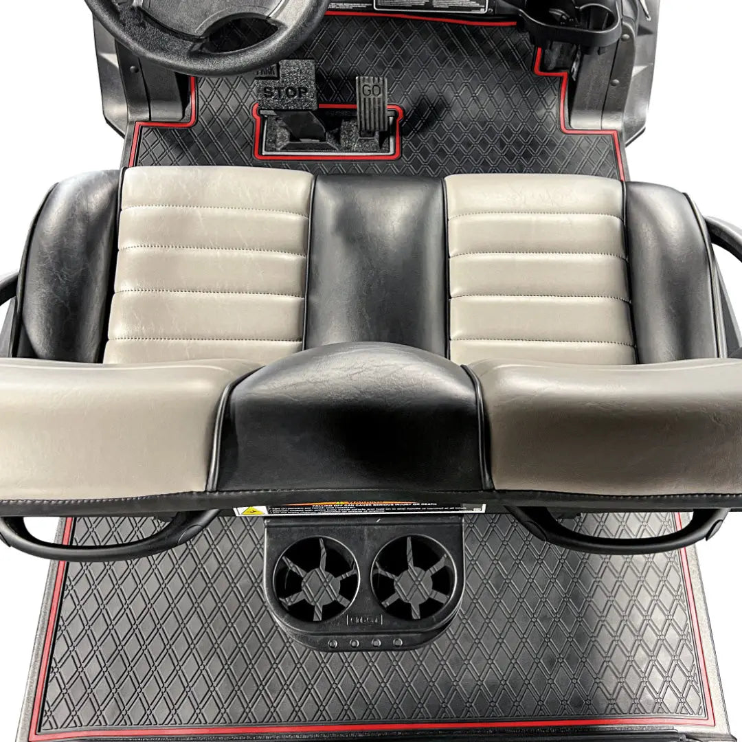 Club Car Floor Mats SET- Red Trim - 1st & 2nd Row - For Club Car Onward 6 Passenger 