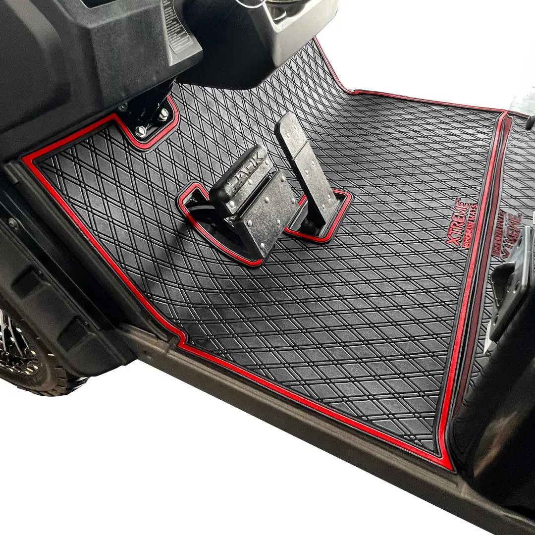 Red trim- E-Z-GO S2 & S4 Floor Mats - Fits E-Z-GO Express S2 and S4 (2021.5-Current) #trim-color_red-trim