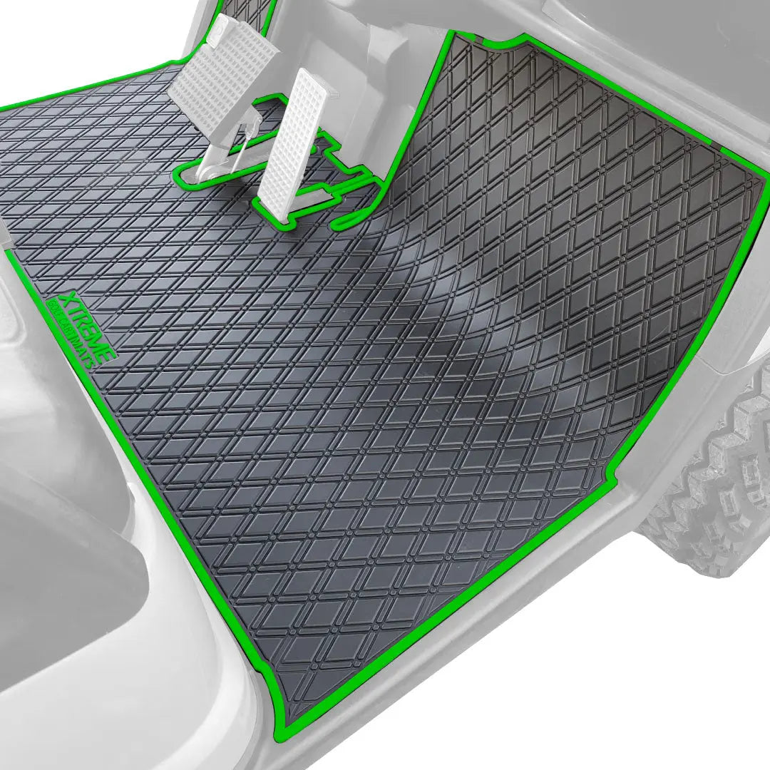 yamaha golf cart floor mat black diamond design with green trim coverage