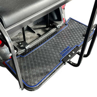 All black E-Z-GO RXV & TXT - Rear Facing Foot Rest Mat - Fits Select E-Z-GO RXV and TXT Rear Seat Kits - PRO Series
