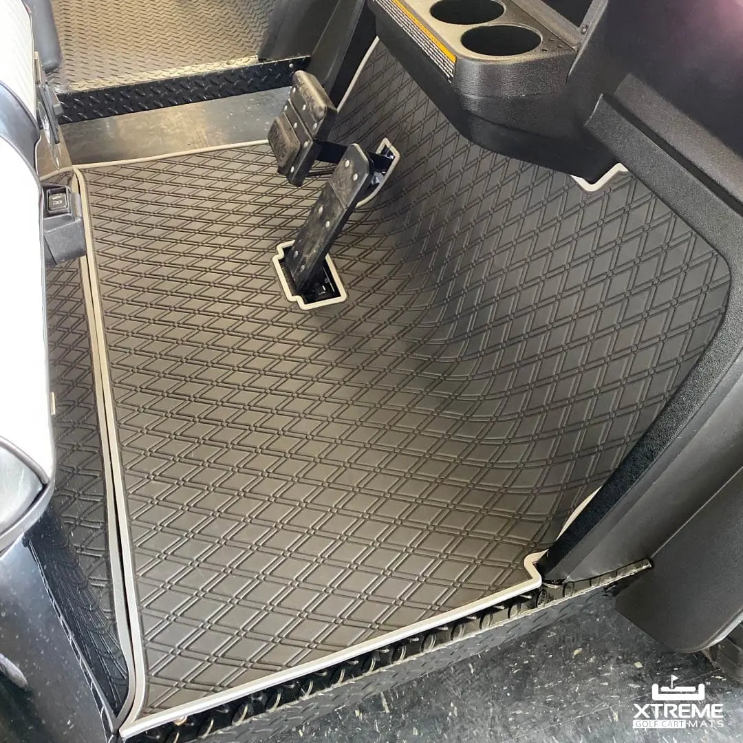 E-Z-GO golf cart floor mat black diamond design with grey trim full coverage