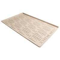 Beige- Our Anywhere Utility Mat & Tray is sure to bring order to any home repair job, DIY or crafting project, mud room, camp site, pet feeding area, gardening tool collection, honey-do list or outdoor adventure! This 19" x 19" mat is a true multi-tasker and perfect for organizing extra parts, tools, and screws during repairs, creating a work surface for crafts, catching oil and battery acid leaks, containing pet food bowl messes, storing dirty shoes and boots outside RVs and tents, bottom watering house pl