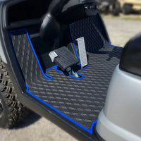 yamaha golf cart floor mat black diamond design with blue trim coverage